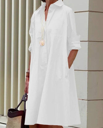 Ursel - Modernes Hemdkleid mit Kragen und Dreiviertel-Ärmeln