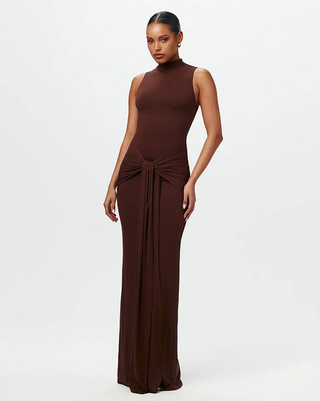 Yasemin - Schickes geknotetes Maxikleid aus fließendem Chiffon