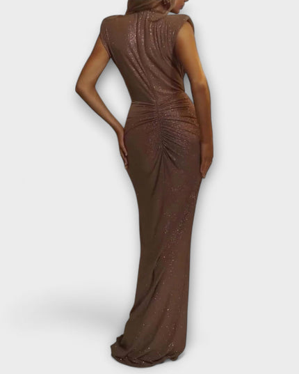 Brigitta - Maxikleid mit tiefem V-Ausschnitt