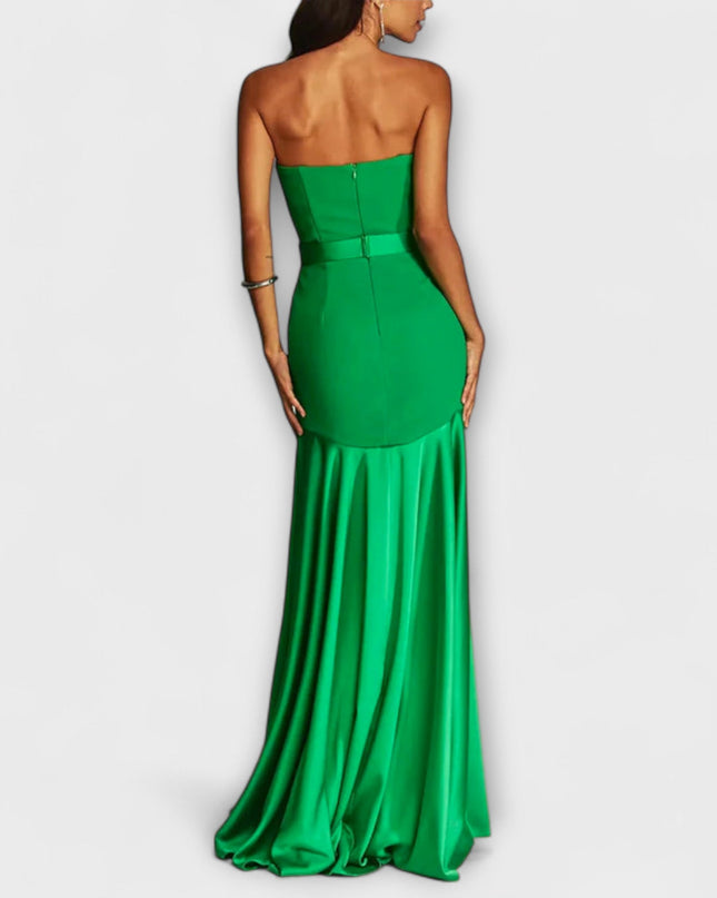 Christa - Schulterfreies Maxikleid mit V-Ausschnitt