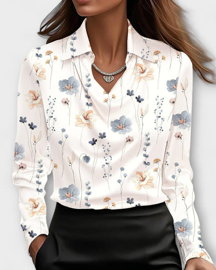 Martha - Glänzende Bluse mit gerafftem Kragen