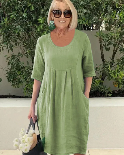 Vanesa - Lässiges Leinenkleid mit Taschen