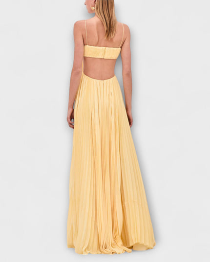 Tamina - Schickes Plissiertes Cutout Fließendes Maxikleid
