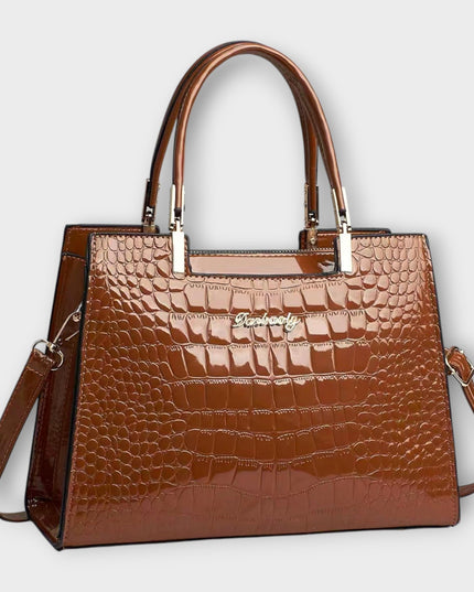 Ilse -  Glänzende Krokodilledermuster-Handtasche