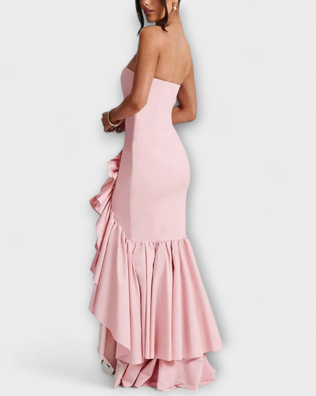 Ulla - Off-Shoulder Slim Fit Maxikleid mit asymmetrischem Saum