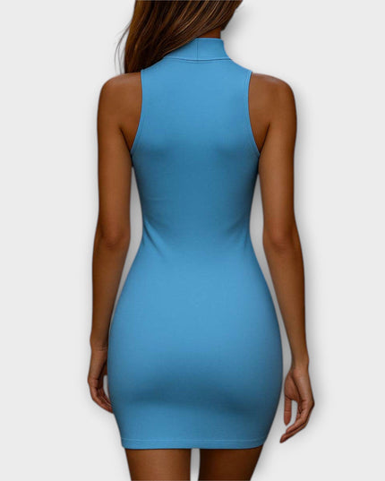Carina - Blaues Stretch Bodycon Mini Kleid