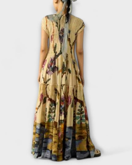 Elvira - Maxikleid mit plissiertem Druckdesign