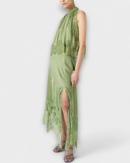 Fredrika – Satin-Set mit Spitzenakzenten und plissiertem Ausschnitt