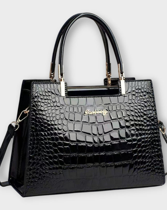 Ilse -  Glänzende Krokodilledermuster-Handtasche
