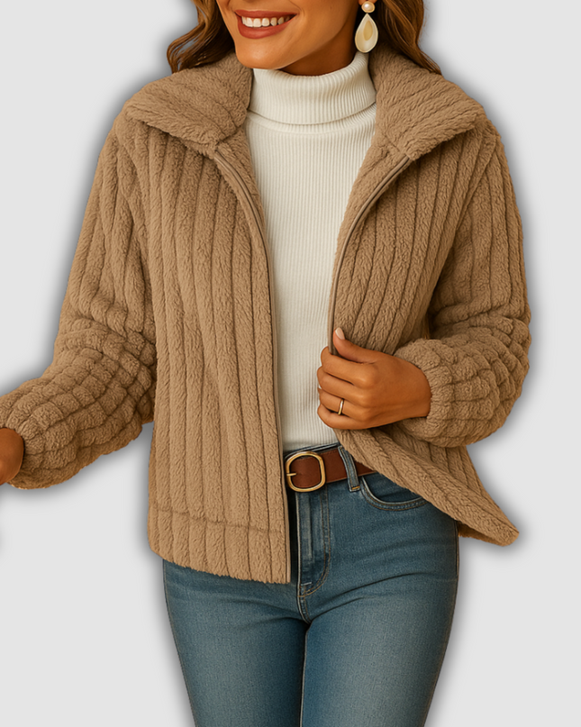 Jessa - Lange Damenfleecejacke mit Kragen