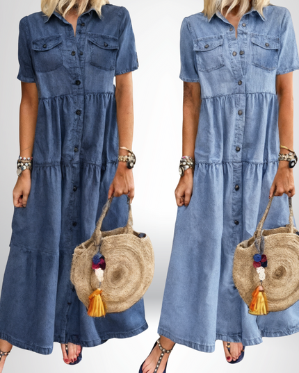 Alwine - Weiches Jeanskleid mit Knöpfen