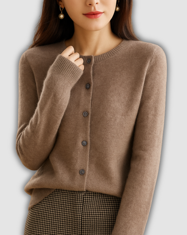 Isolde -Damen-Cardigan mit V-Ausschnitt, Knöpfen und langen Ärmeln
