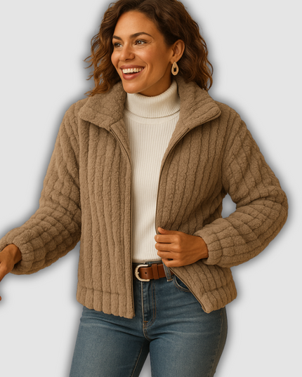 Riven - Langes Damenfleecejacke mit Stehkragen