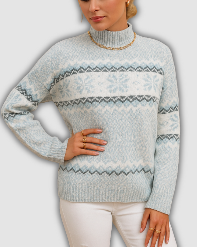 Tahlia - Gestrickter Damenrollkragenpullover mit Schneeflocken