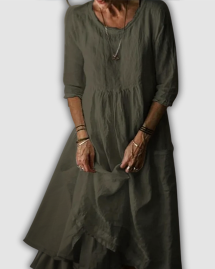 Siglindis - Maxikleid mit weitem Rundhalsausschnitt