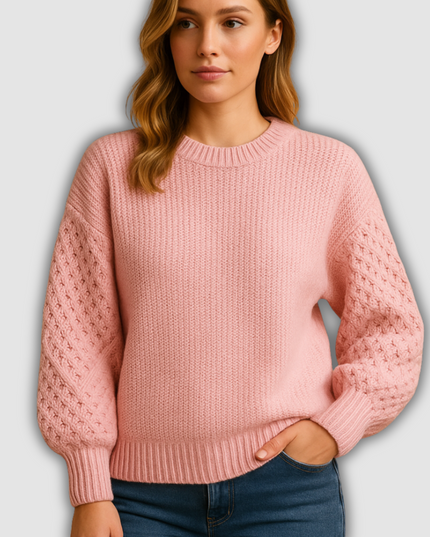 Maura - Gestrickter Damenpullover mit Rundhalsausschnitt