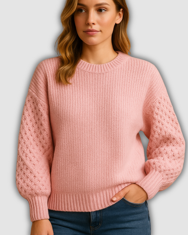 Maura - Gestrickter Damenpullover mit Rundhalsausschnitt