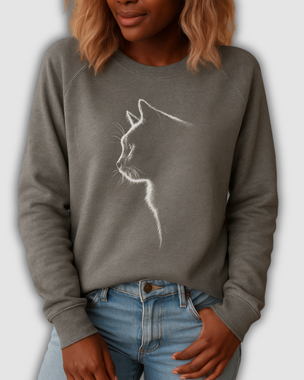 Dalia - Damenstrickpullover mit Katzenprint