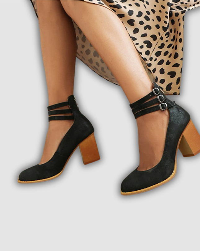 Friderun - Absatzschuhe mit drei Schnallen