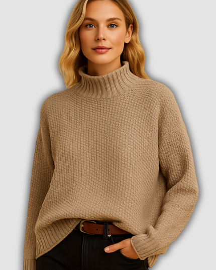 Una - Gestrickter Damenrollkragenpullover mit zeitlosem Design
