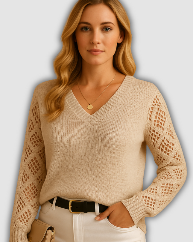 Faye - Damenstrickpullover mit Ajourmuster