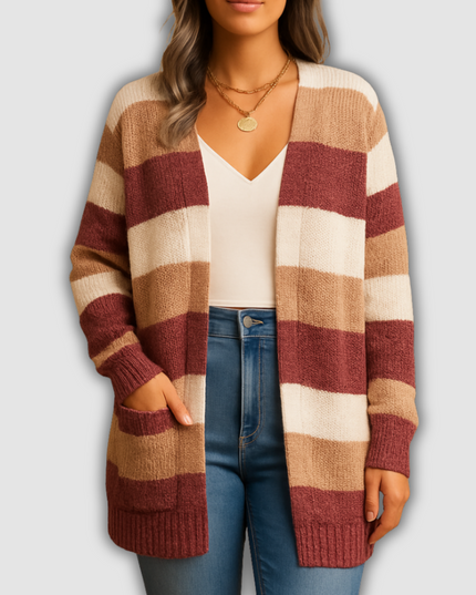 Kalani - Karierte Damen-Cardigan mit Puffärmeln
