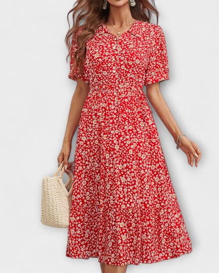 Käthe - Kleid mit Rundhalsausschnitt und Blumenmuster