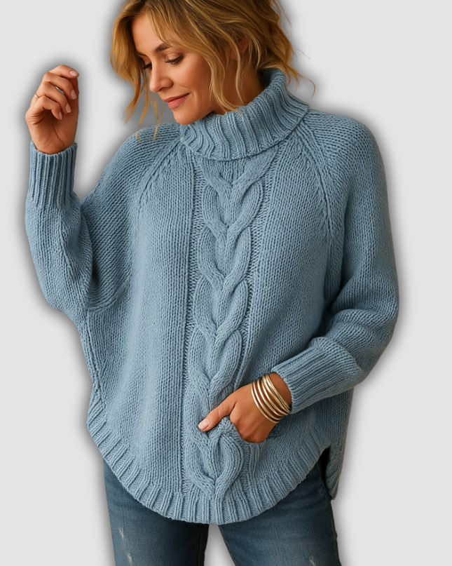 Amara - Langer grobgestrickter Damenpullover