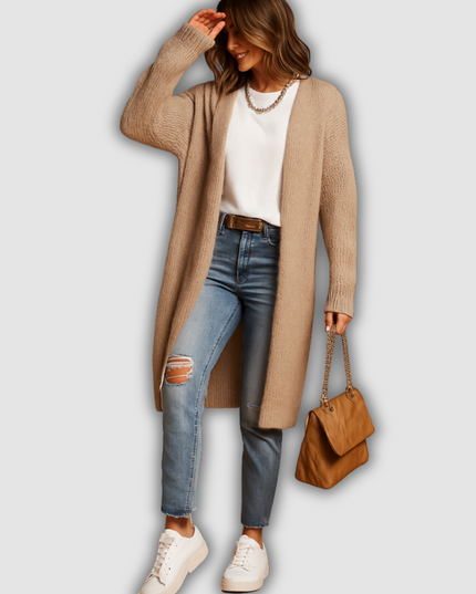 Nova - Klassische Damenstrickjacke mit offener Vorderseite