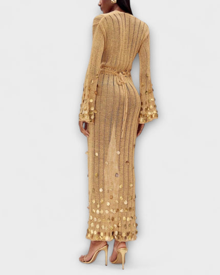 Lea - Gold Strick Maxi Kleid von Dolly