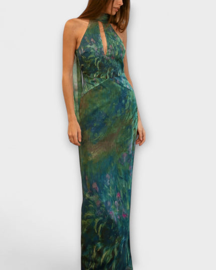 Henriette - Iris Druck Monet Maxikleid