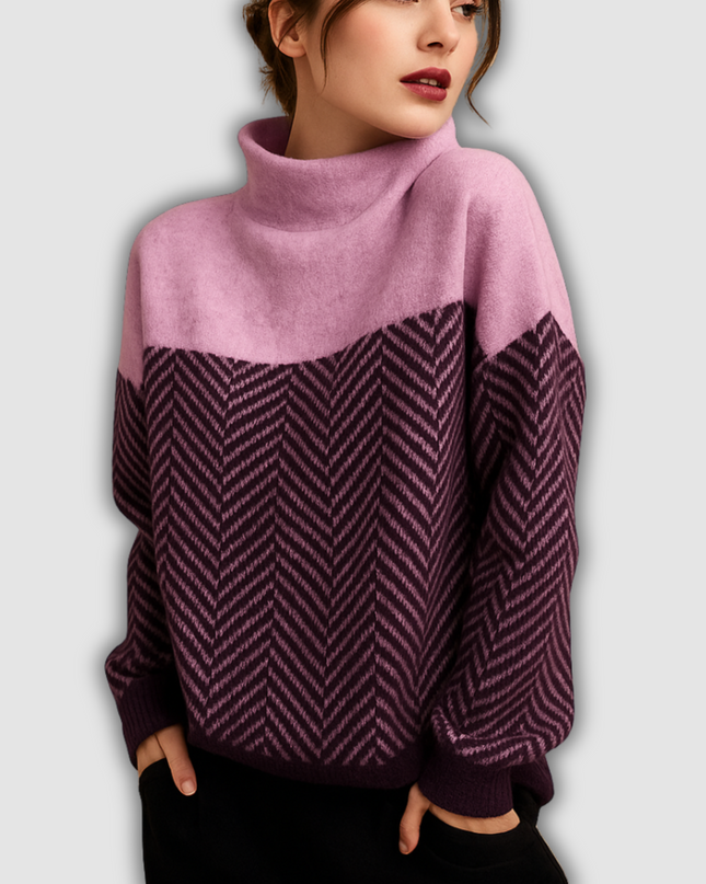 Jovie - Weicher gestrickter Damenpullover mit Fischgrätmuster