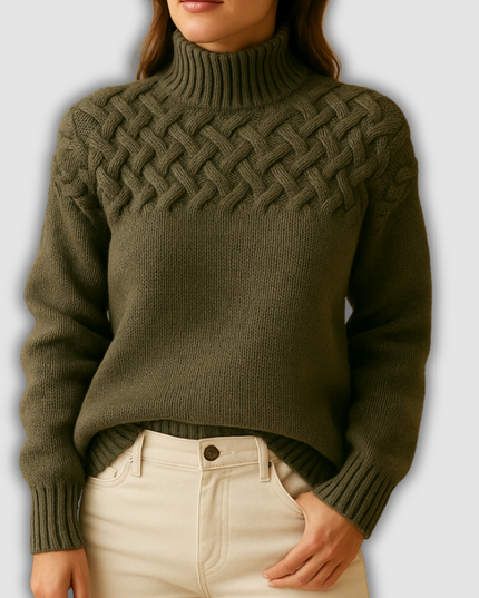 Zephyr - Langer Rollkragenpullover im Strickstil für Damen