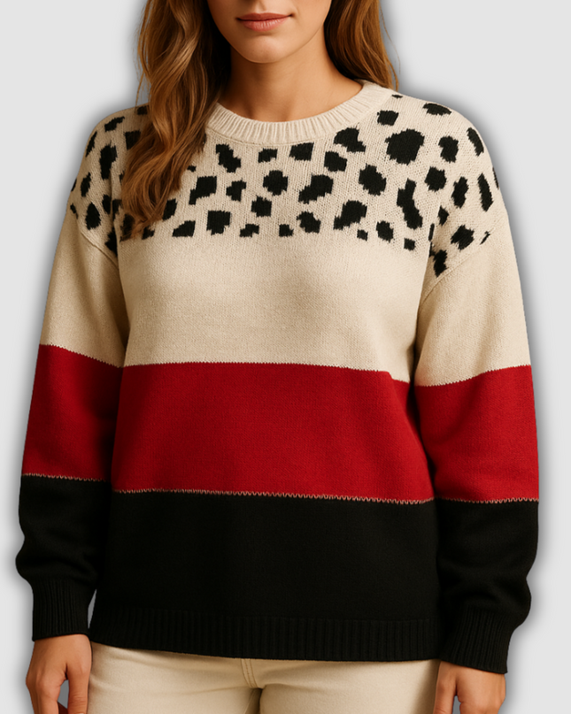 Nyla - Damenpullover mit Leopardenmuster und komfortabler Passform