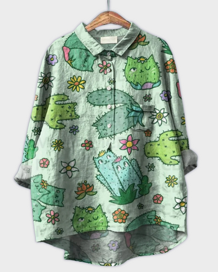 Magdalena - Handgemachte Damenbluse mit floralem Design