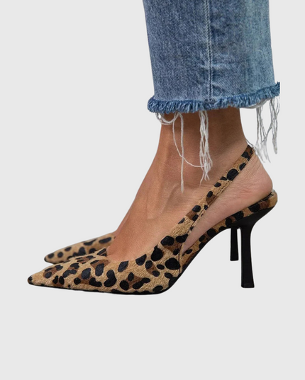 Sigruna - Khaki Stilettos mit Leopardmuster