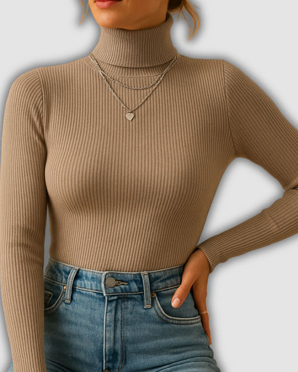 Zella - Eleganter Damenstrickrollkragenpullover
