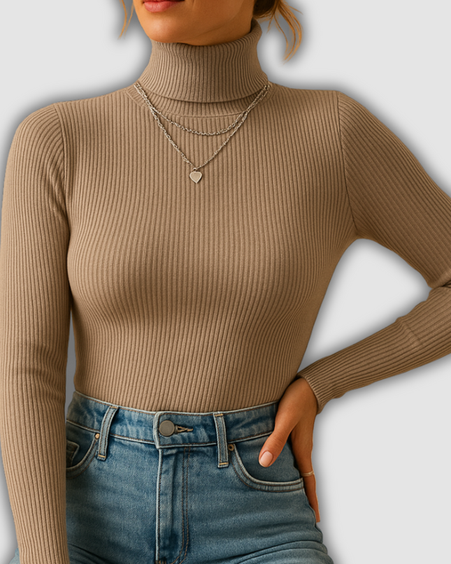 Zella - Eleganter Damenstrickrollkragenpullover