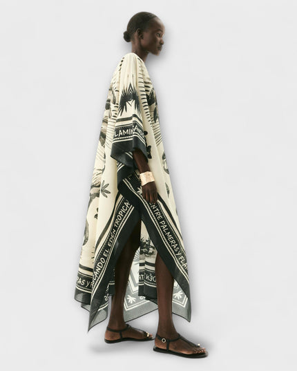 Susanne - Extra-großes Flamingo-Print Kaftan Maxikleid