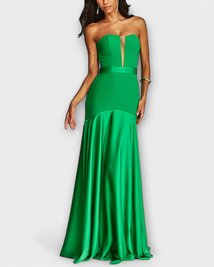 Christa - Schulterfreies Maxikleid mit V-Ausschnitt