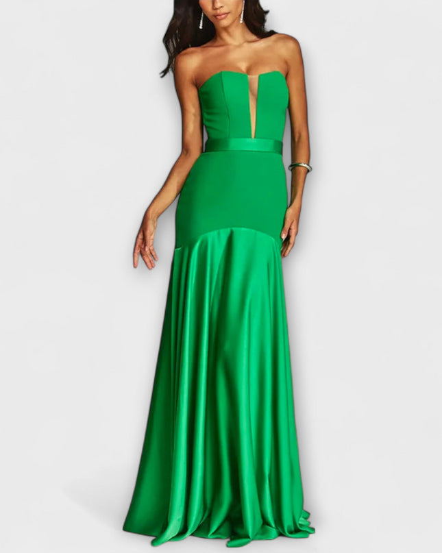 Christa - Schulterfreies Maxikleid mit V-Ausschnitt