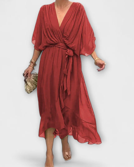 Ines - Chiffonkleid mit V-Ausschnitt