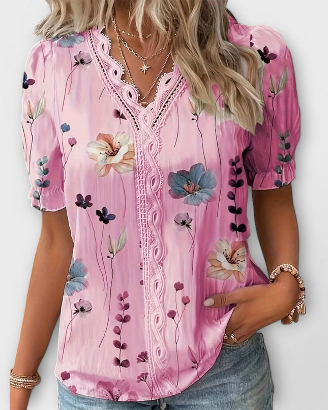 Emily - Modische Bluse mit spitzem Ausschnitt