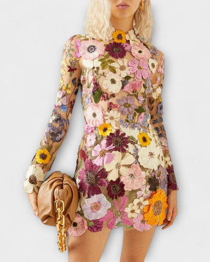 Magrit - Kleid mit 3D-Blumenmuster