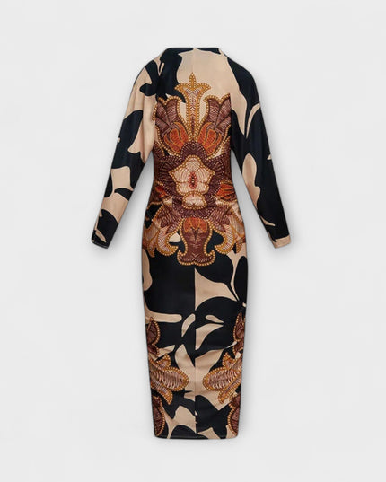 Gertrud - Einzigartiges Dolman-Midikleid mit brasilianischem Print