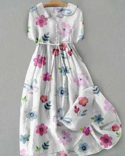 Gesine - Blumenkleid mit Taillenband
