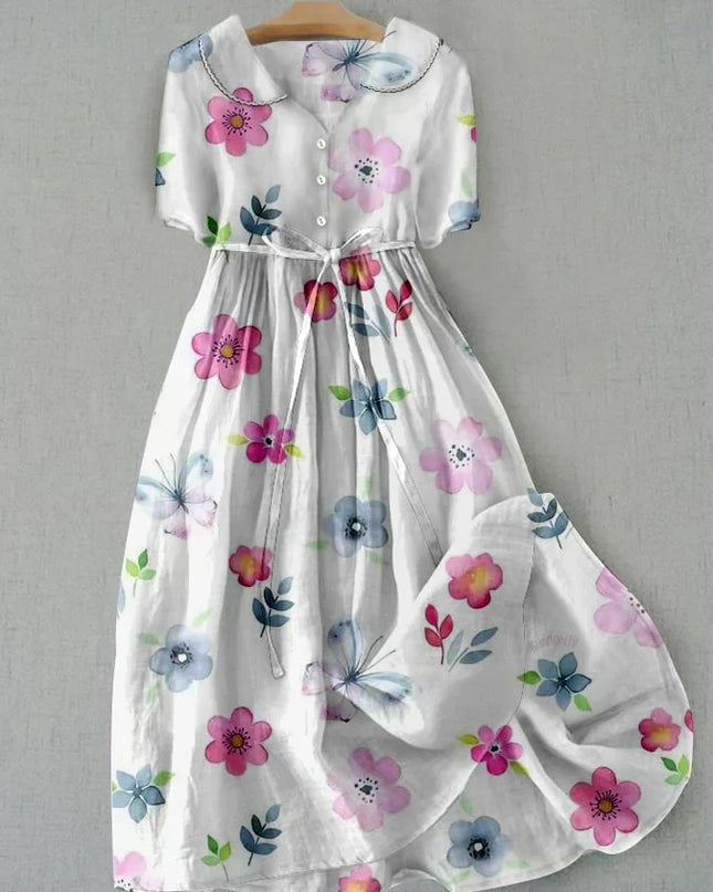 Gesine - Blumenkleid mit Taillenband
