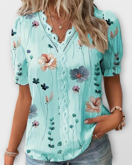 Emily - Modische Bluse mit spitzem Ausschnitt