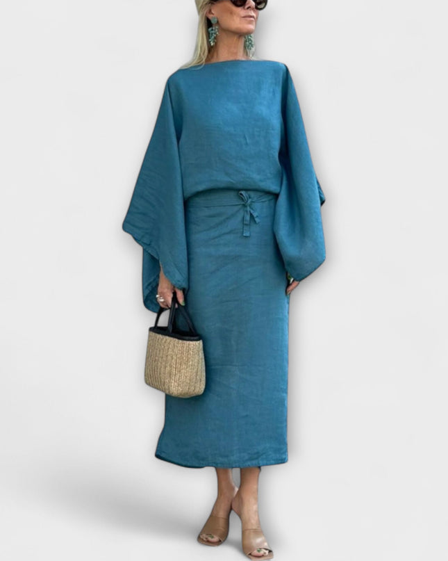 Mila - Kimono Kleid aus Leinen und Baumwolle