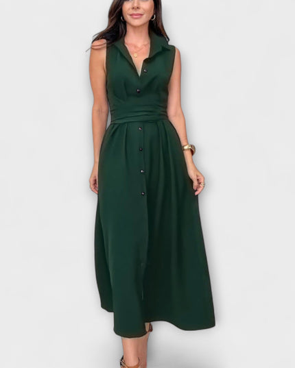 Paula - Auffälliges, einreihiges Midi-Kleid mit Bindedetail